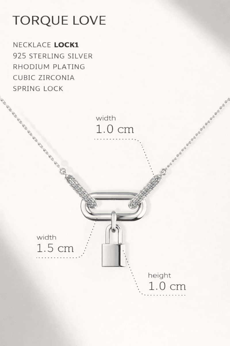 925 silver chain necklace for the neck with a lock pendant