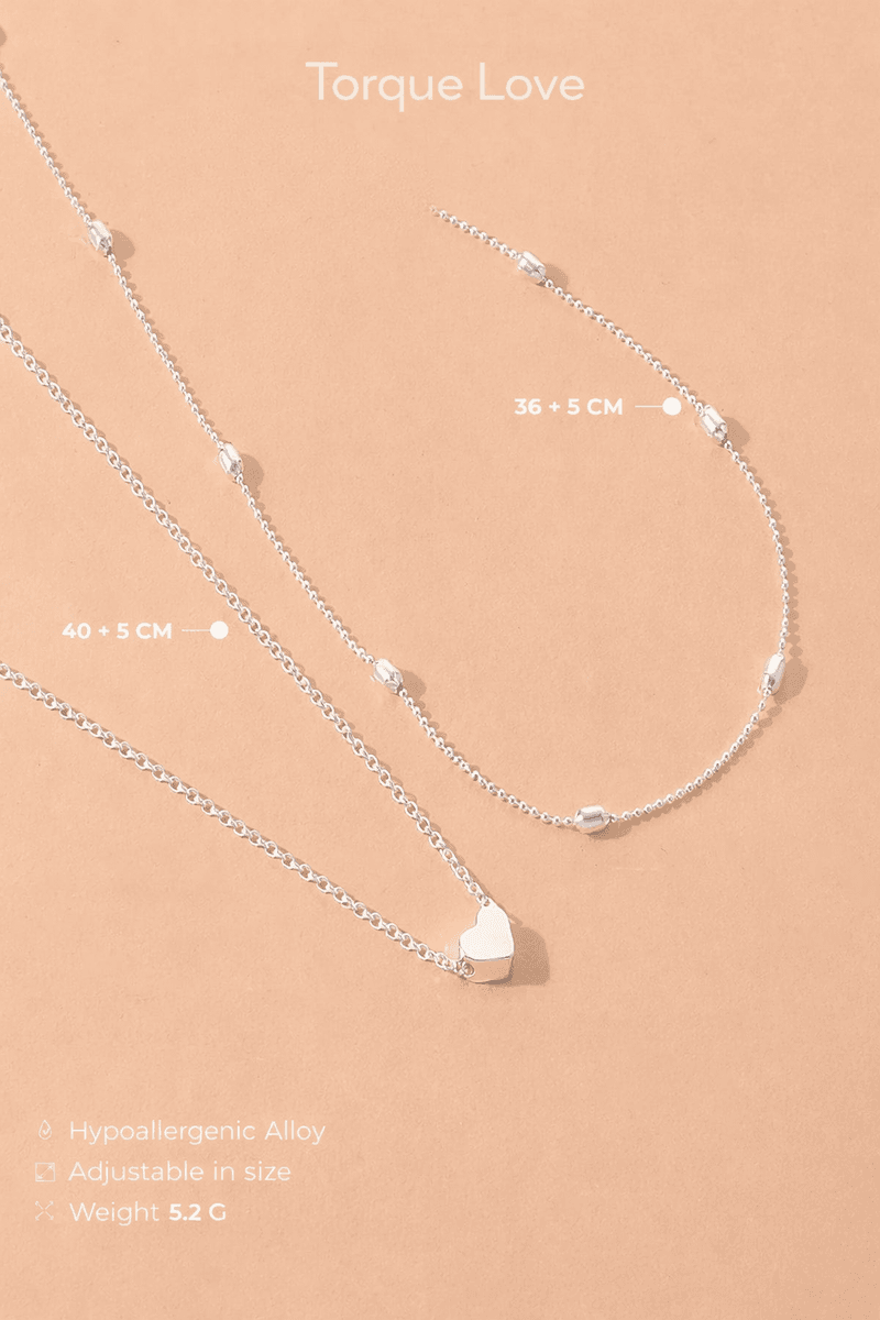 Women's neck chain in silver with a heart