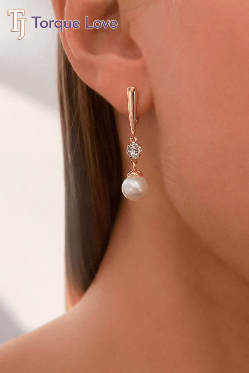 Women's jewelry earrings with pearls, long