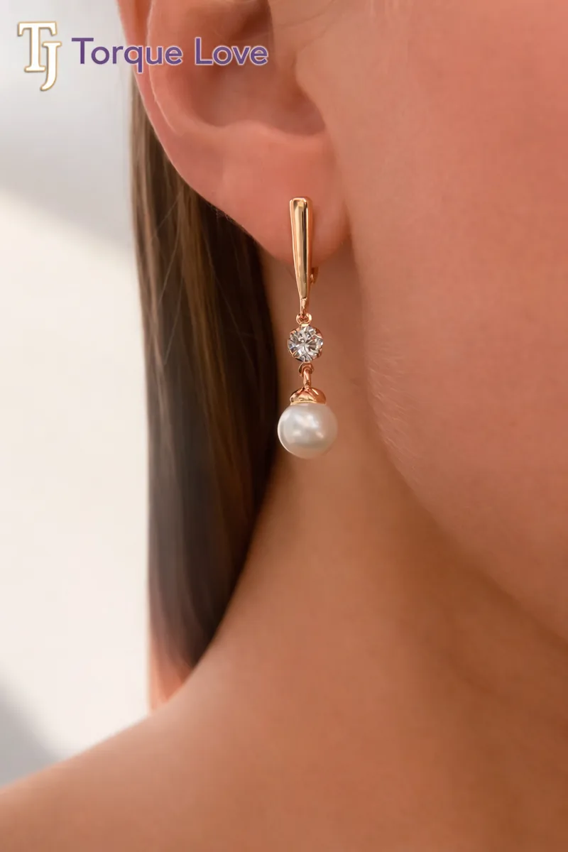 Women's jewelry earrings with pearls, long
