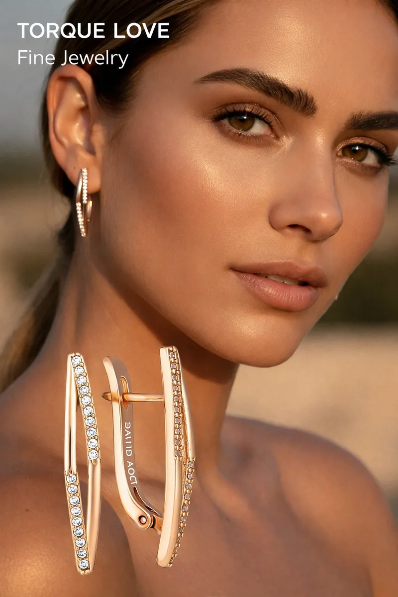 Long rhombus earrings with stones