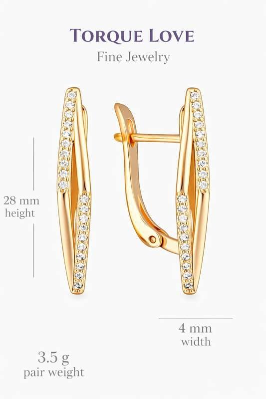 Long rhombus earrings with stones