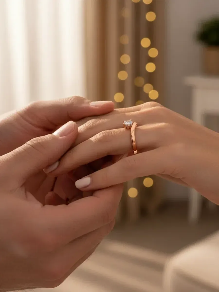 Women's gold plated ring with cubic zirconia stone jewelry