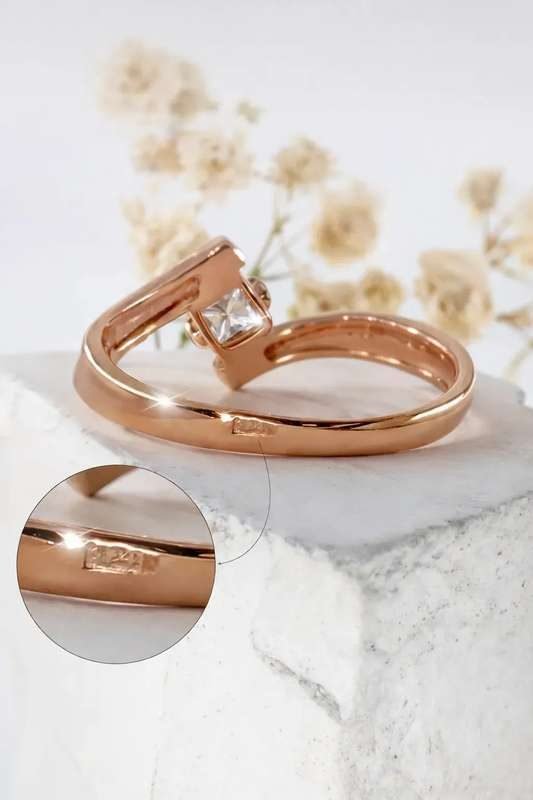 Women's gold plated ring with cubic zirconia stone jewelry