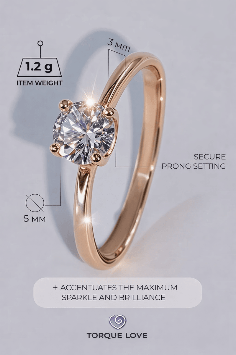 Gold plated engagement ring with stone jewelry thin