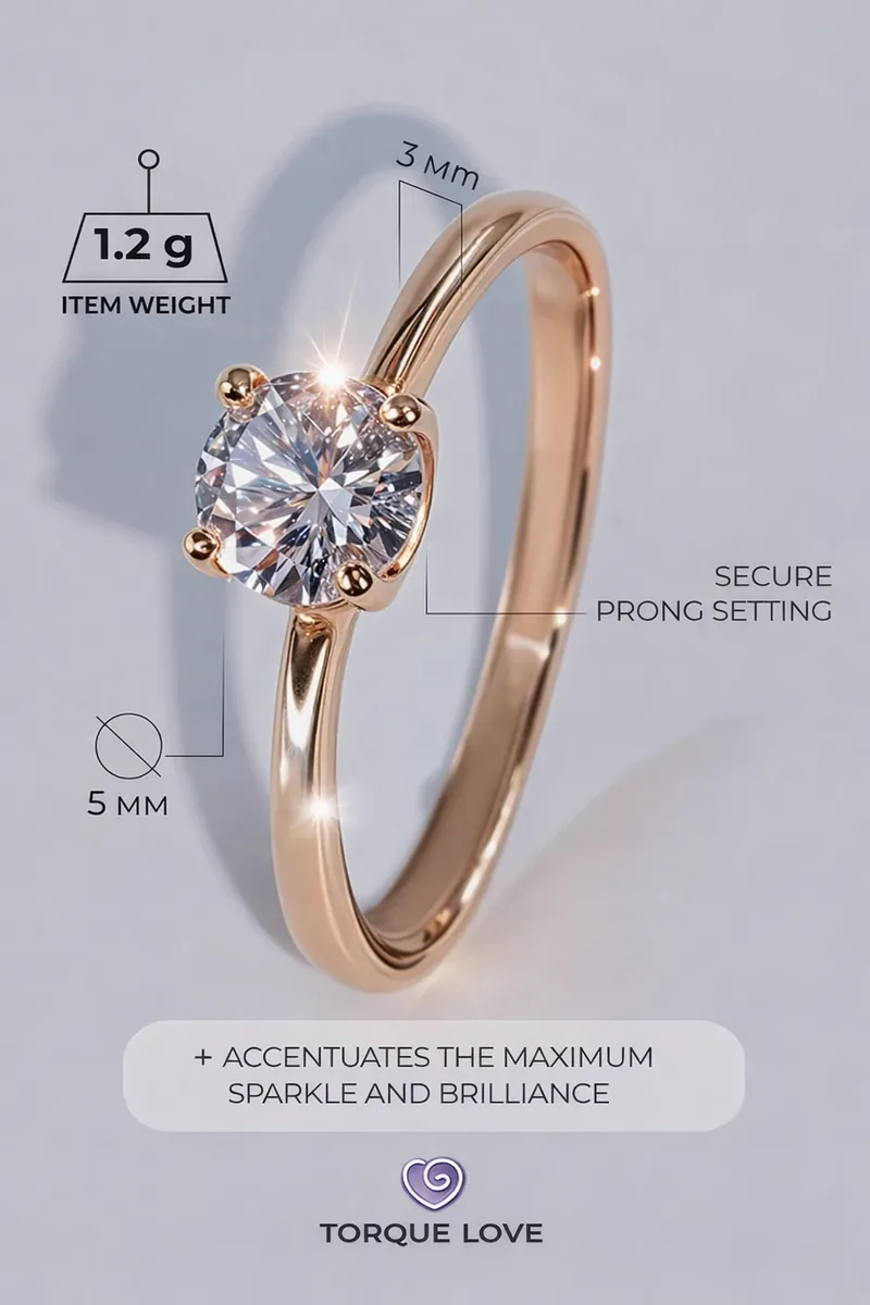 Gold plated engagement ring with stone jewelry thin