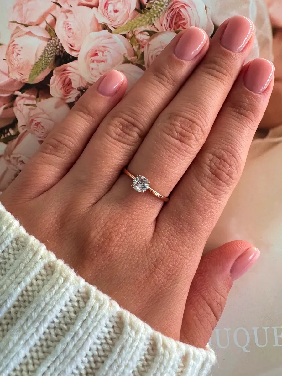 Gold plated engagement ring with stone jewelry thin