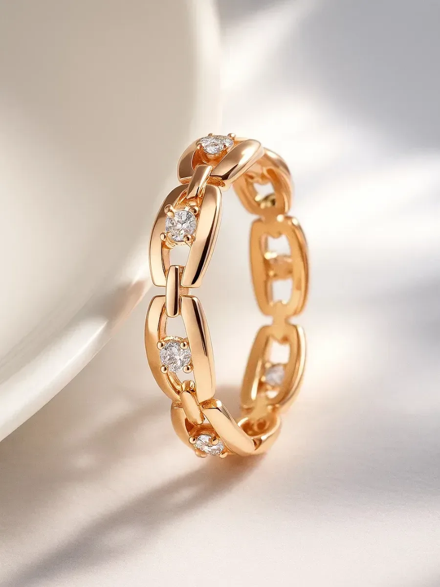 Jewelry ring with stones, gilded