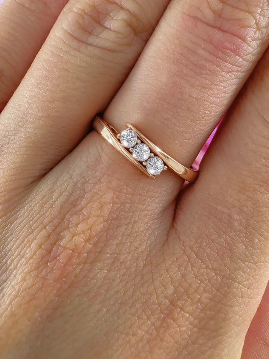 Women's gold plated ring with cubic zirconia stones jewelry