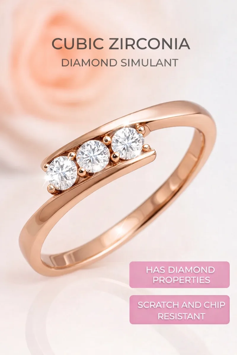 Women's gold plated ring with cubic zirconia stones jewelry