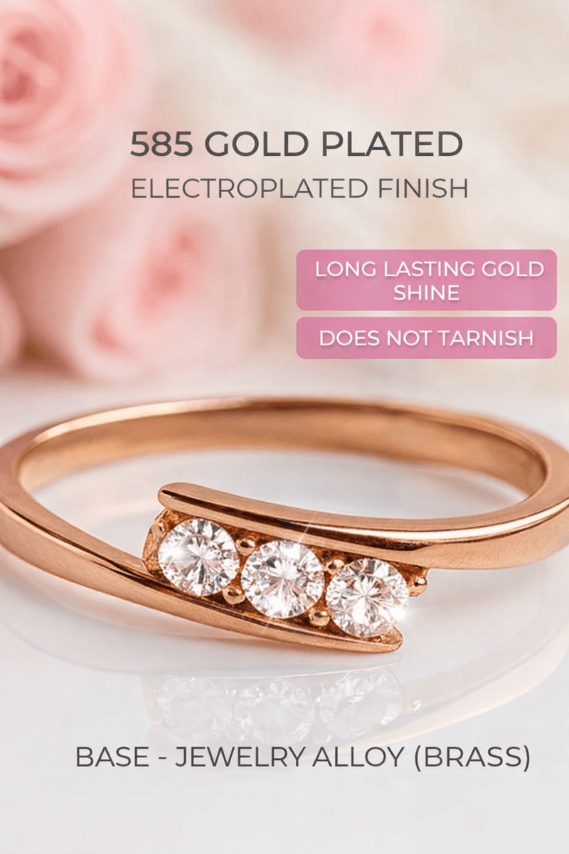 Women's gold plated ring with cubic zirconia stones jewelry