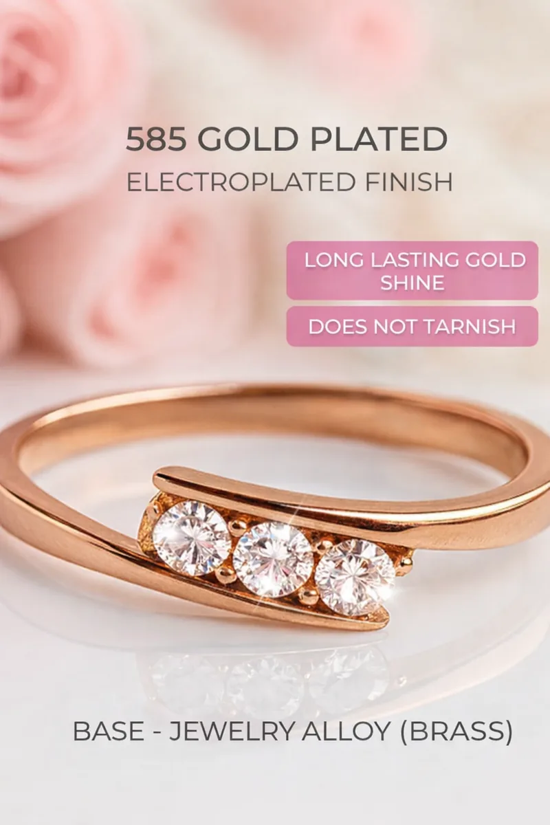 Women's gold plated ring with cubic zirconia stones jewelry