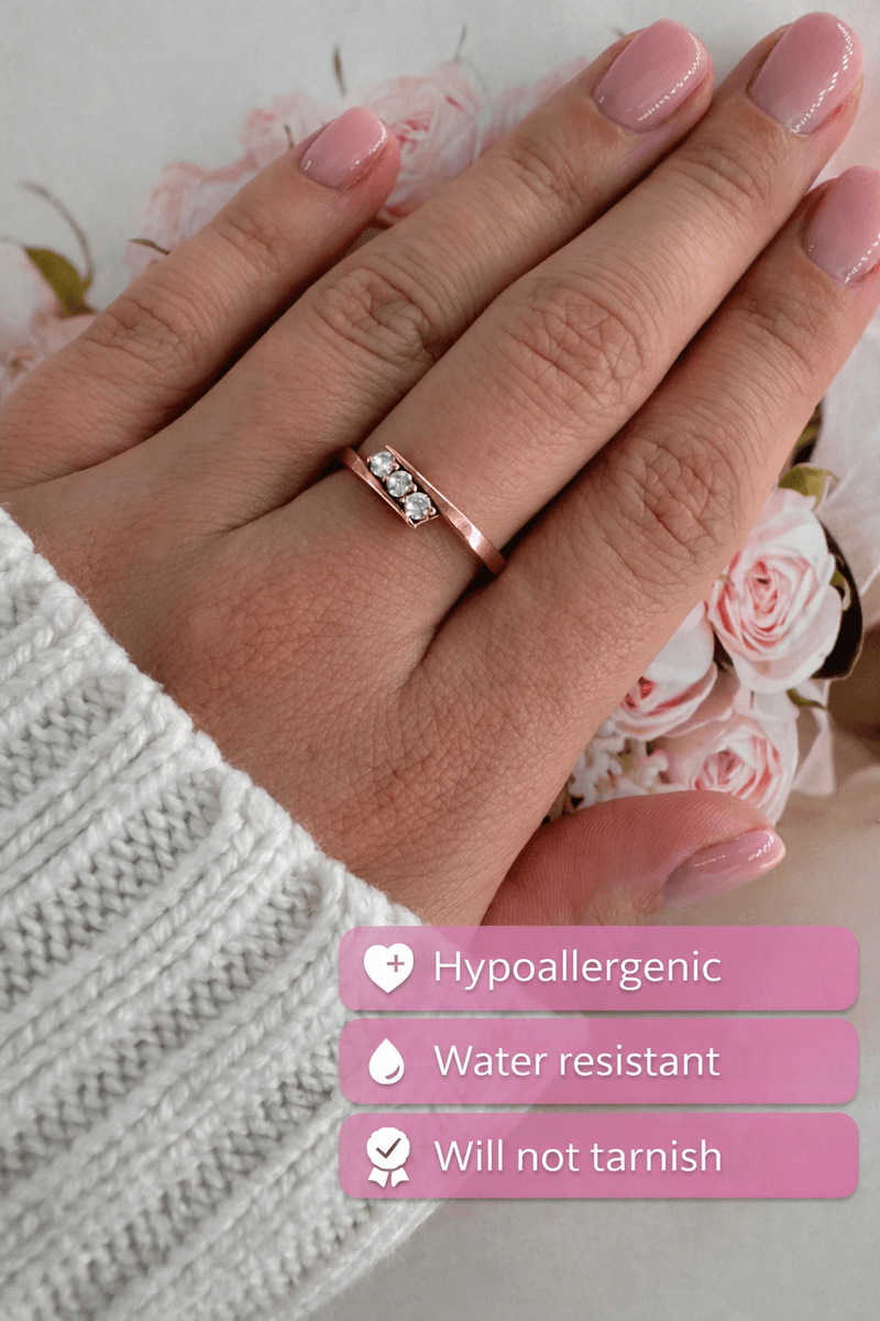 Women's gold plated ring with cubic zirconia stones jewelry