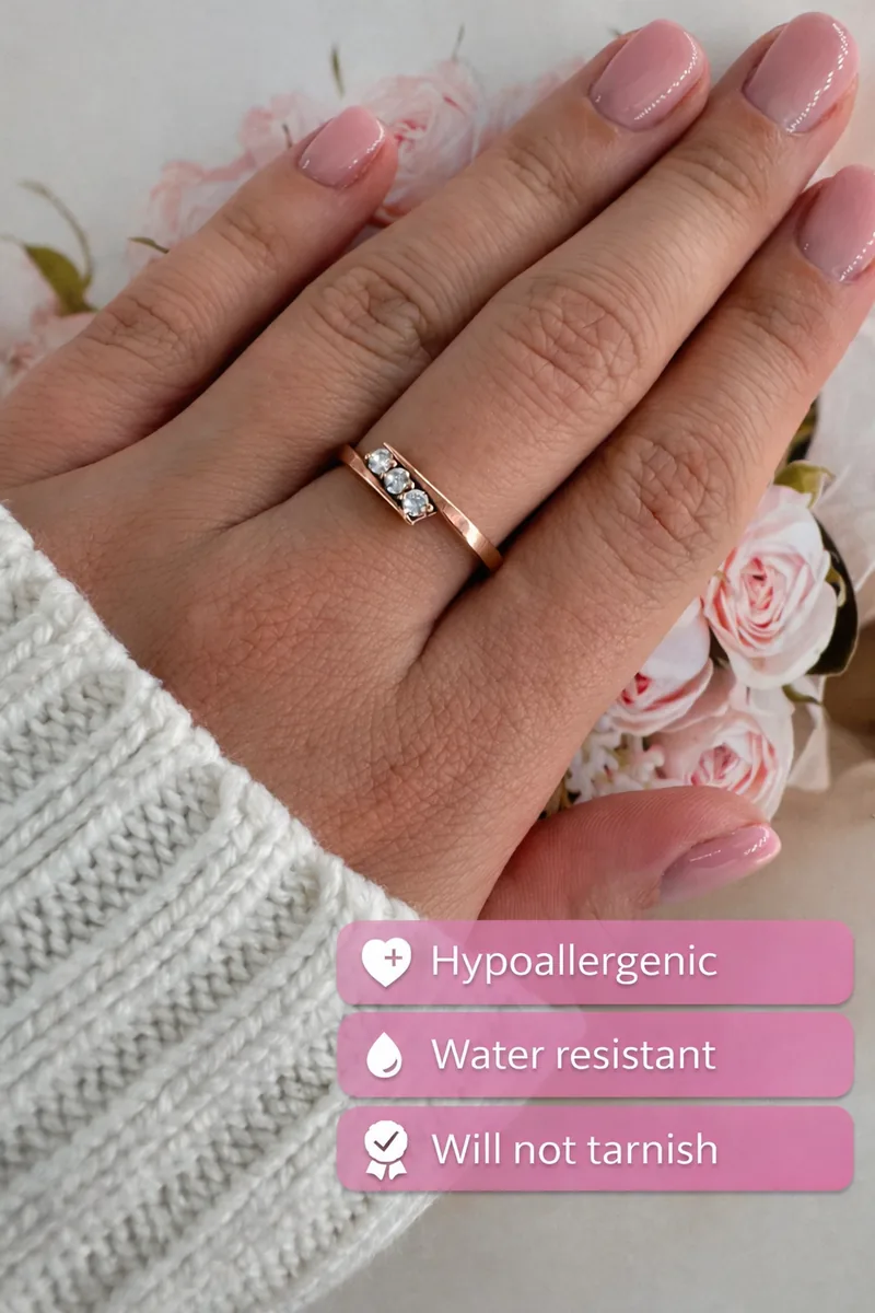 Women's gold plated ring with cubic zirconia stones jewelry