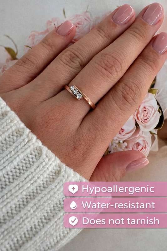 Women's gold plated ring with cubic zirconia stones jewelry