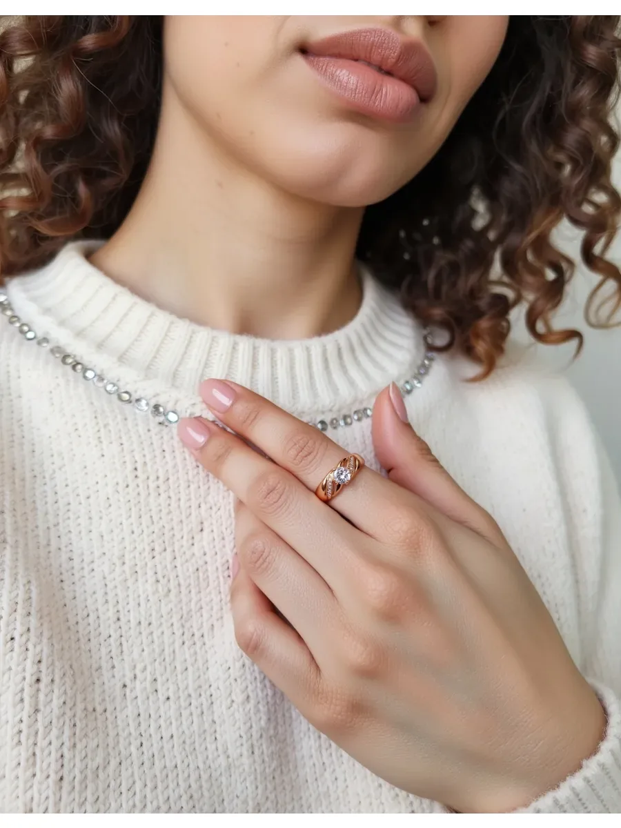 Women's medical alloy gold ring with stone