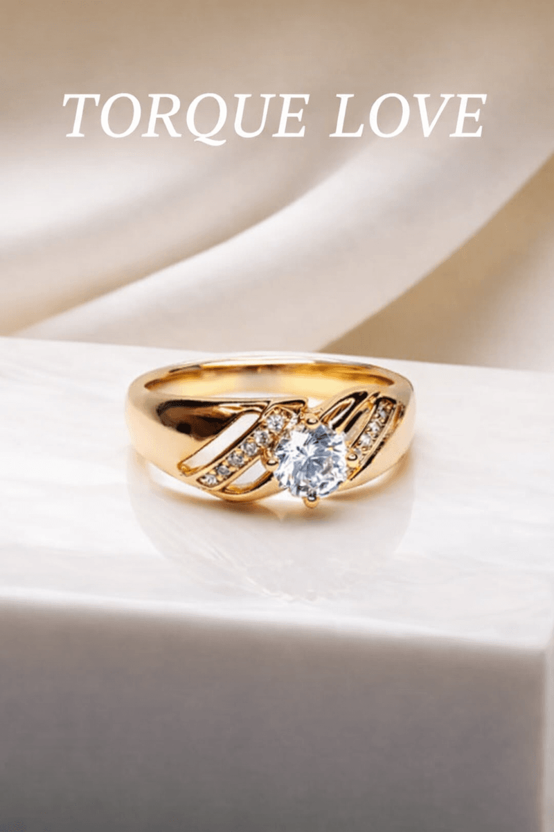 Women's medical alloy gold ring with stone