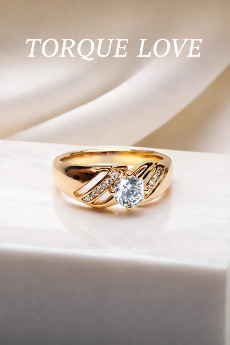 Women's medical alloy gold ring with stone
