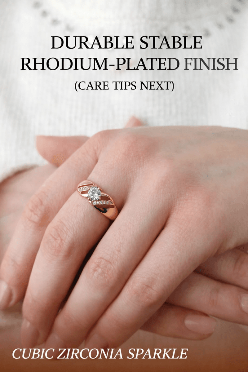 Women's medical alloy gold ring with stone