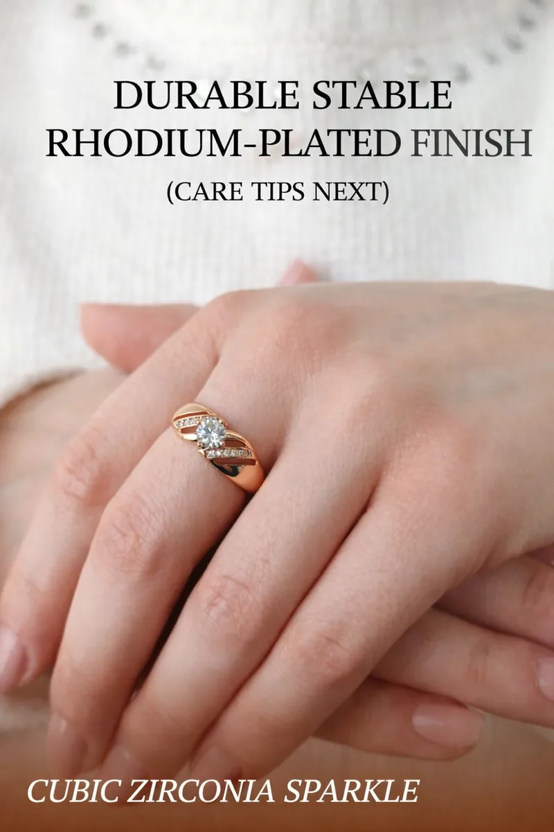 Women's medical alloy gold ring with stone