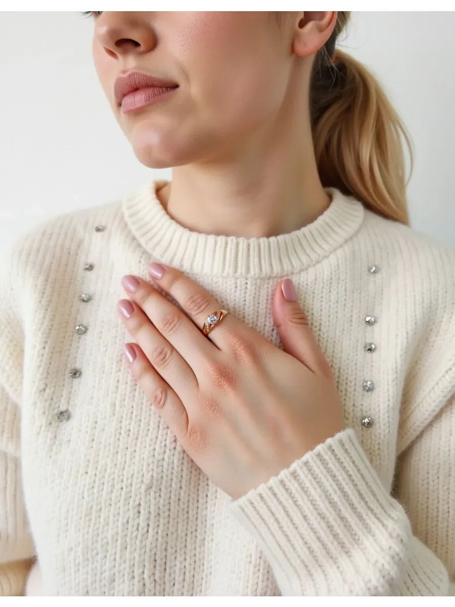 Women's medical alloy gold ring with stone