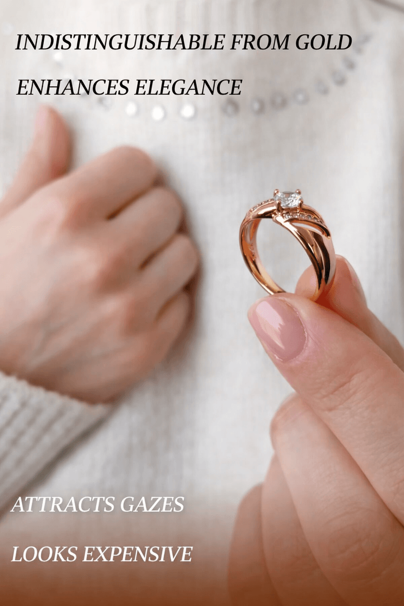Women's medical alloy gold ring with stone