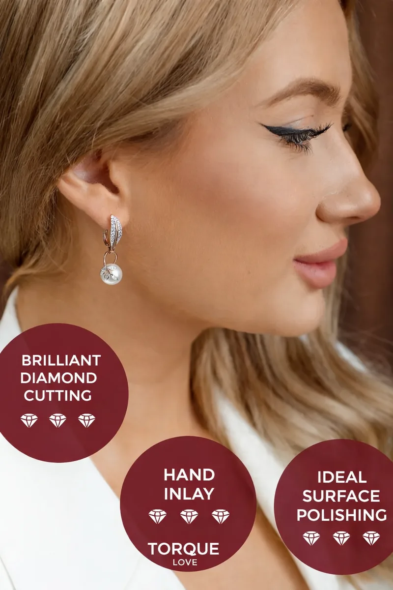 Earrings with pearls, gilded