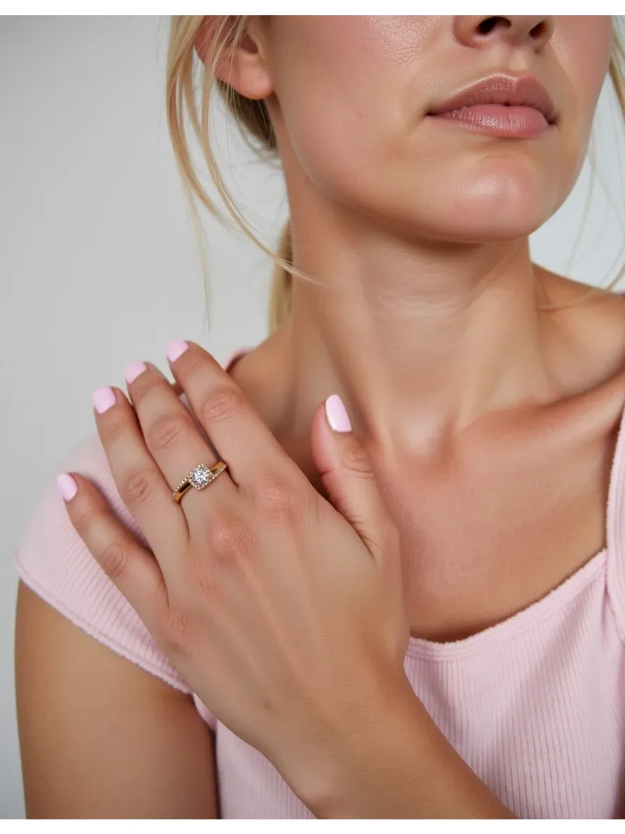 Women's medical alloy gold ring with stone