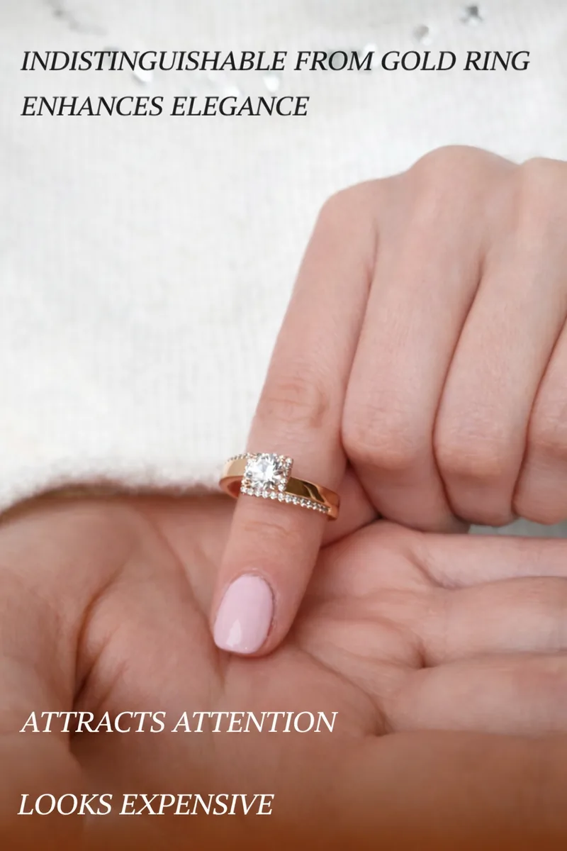 Women's medical alloy gold ring with stone