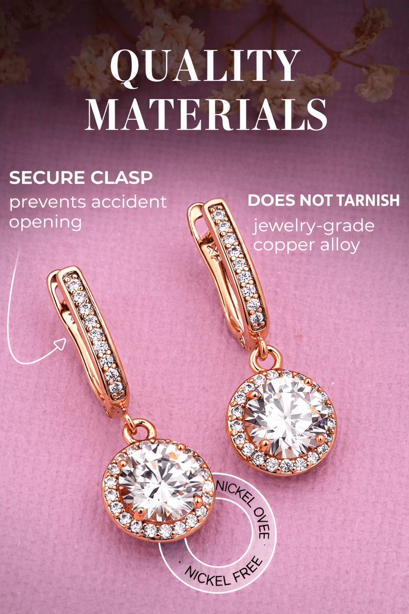 Round earrings with cubic zirconia, gold plated