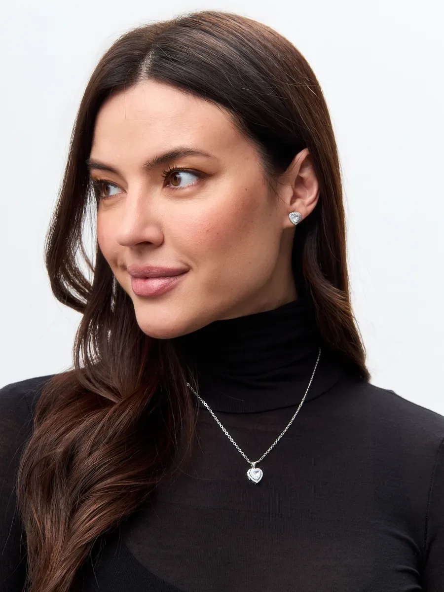 Set in Pandora style earrings ring necklace