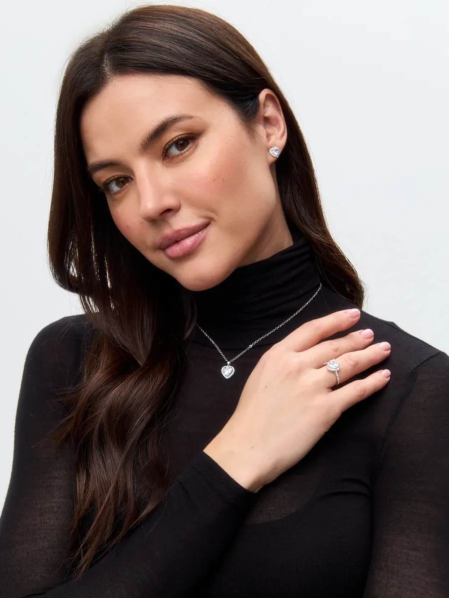Set in Pandora style earrings ring necklace
