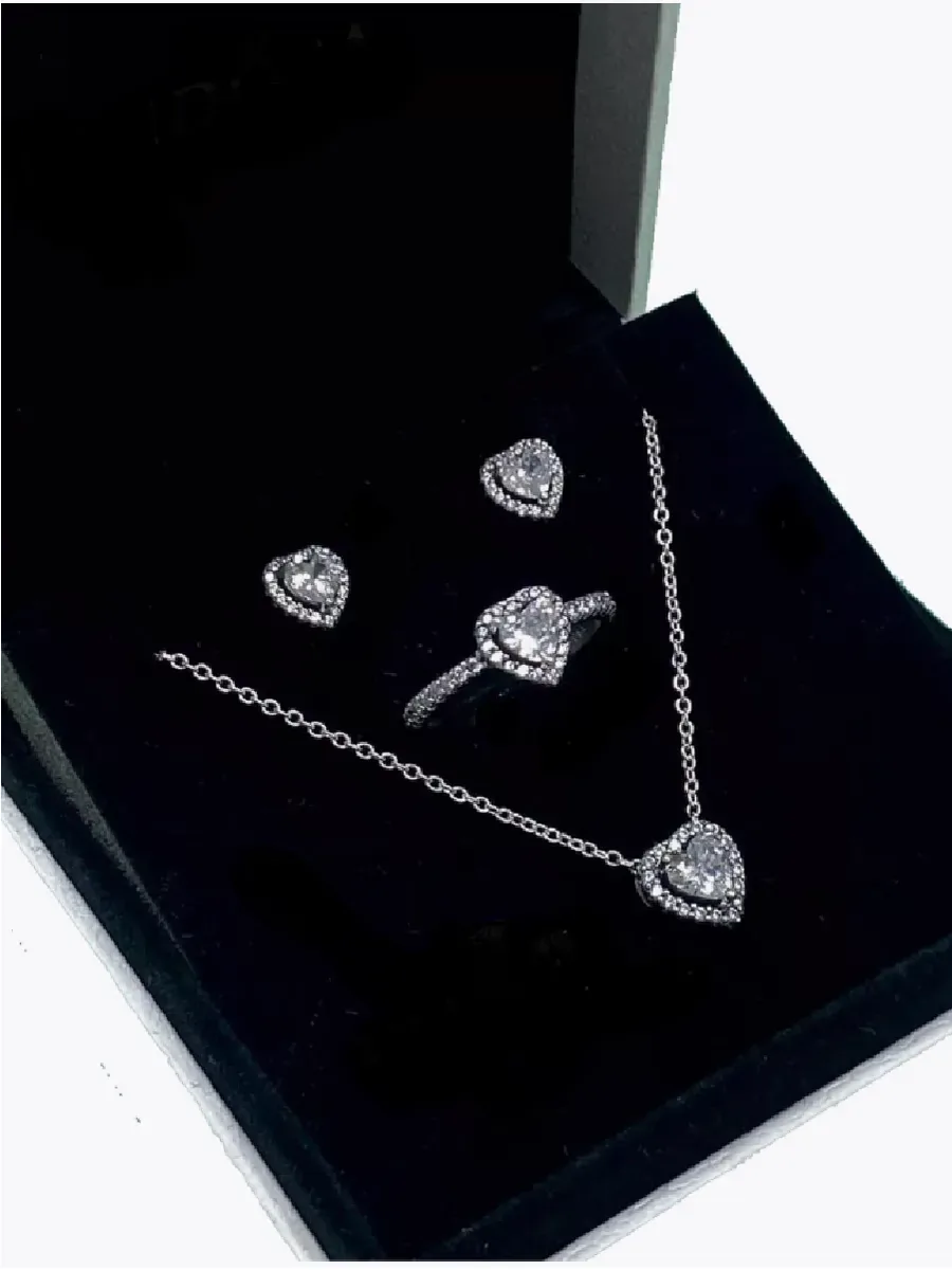 Set in Pandora style earrings ring necklace