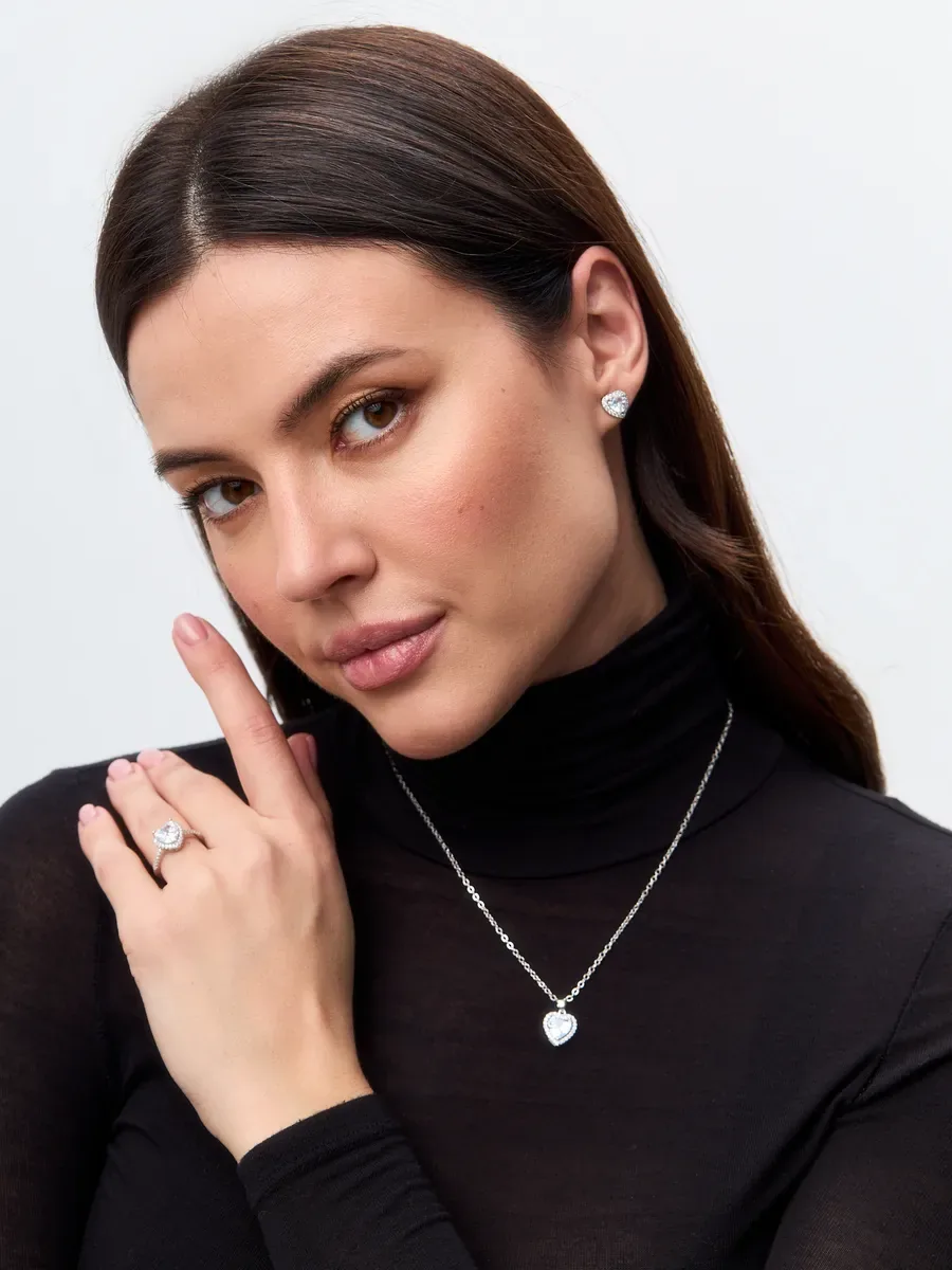 Set in Pandora style earrings ring necklace