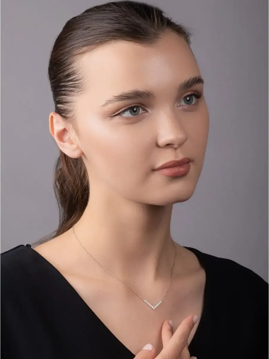 Silver necklace with stone 925 geometry V
