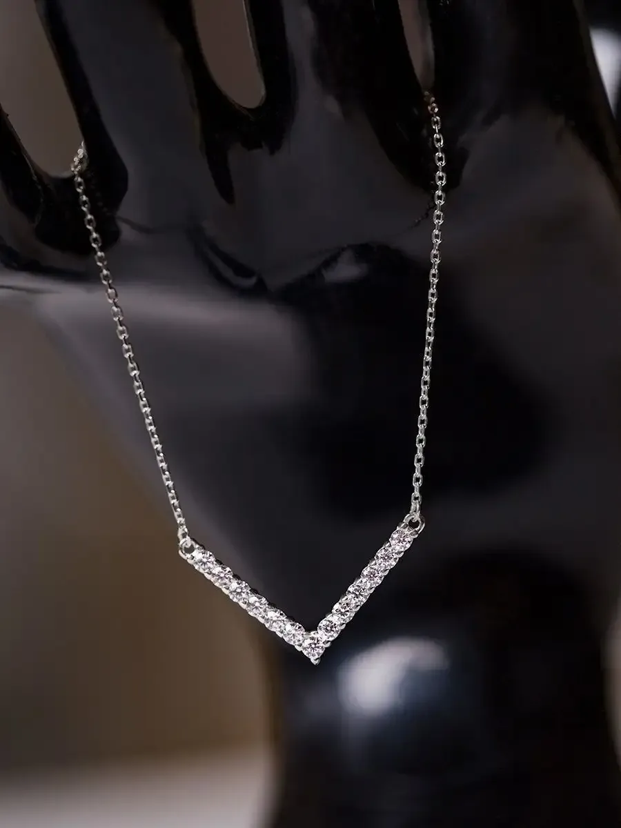 Silver necklace with stone 925 geometry V