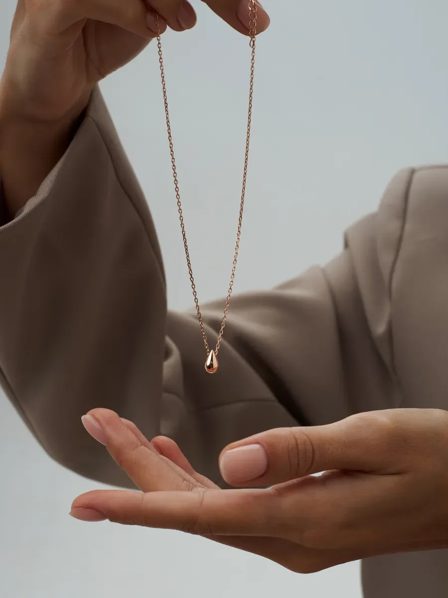 Gold Plated 925 Silver Necklace Chain with Drop Pendant