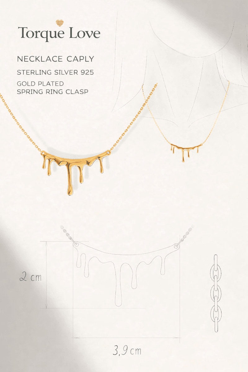Necklace 925 silver chain with drop pendant with gold plated