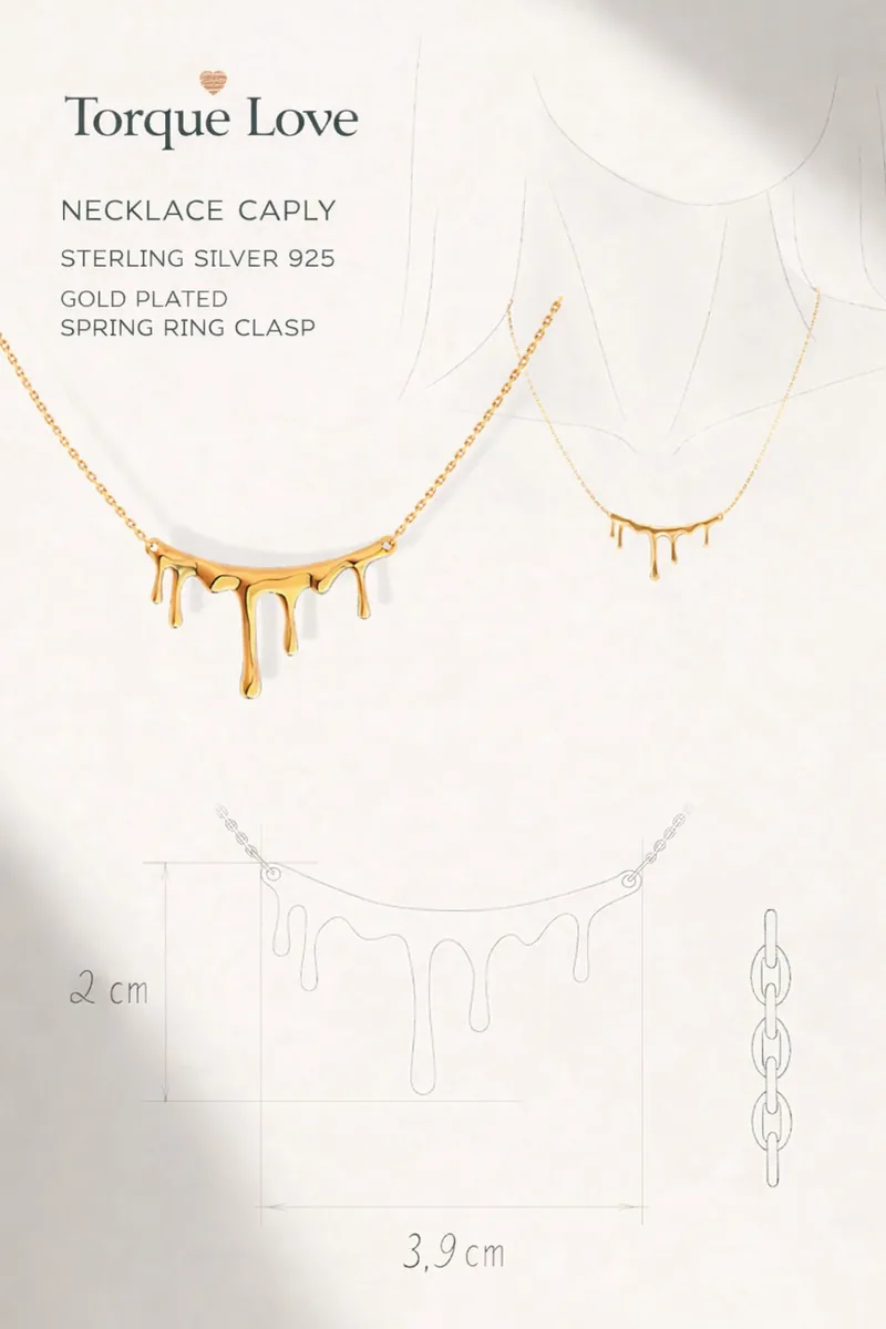 Necklace 925 silver chain with drop pendant with gold plated
