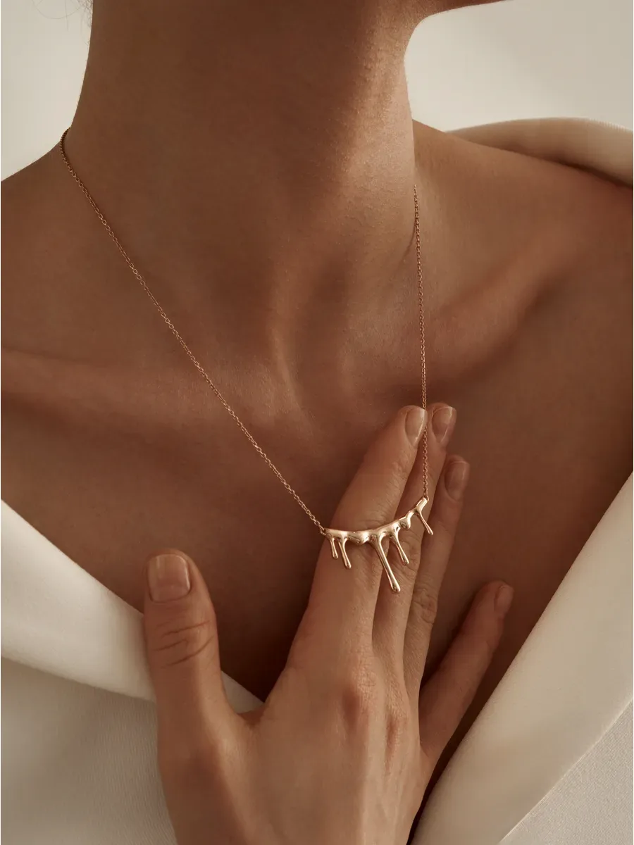 Necklace 925 silver chain with drop pendant with gold plated