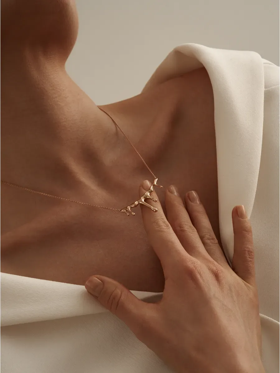 Necklace 925 silver chain with drop pendant with gold plated