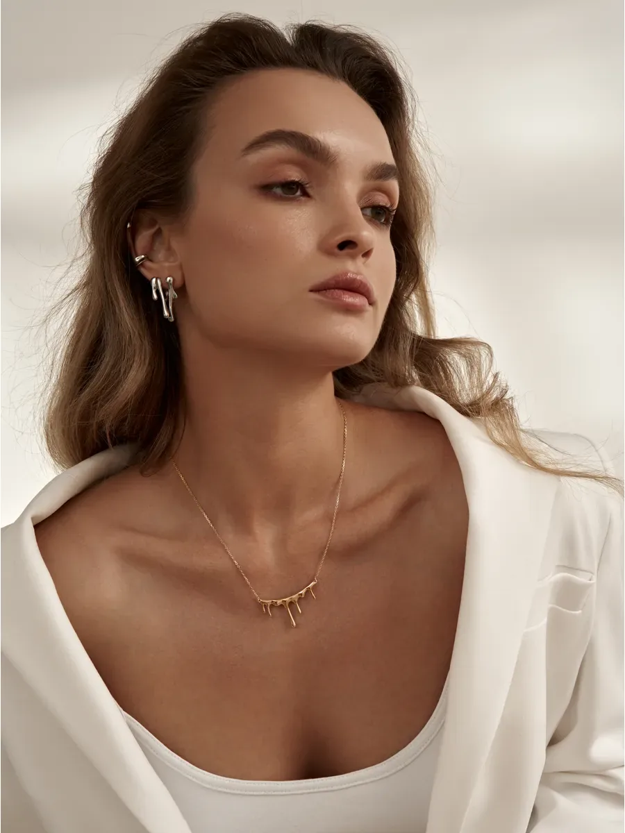 Necklace 925 silver chain with drop pendant with gold plated
