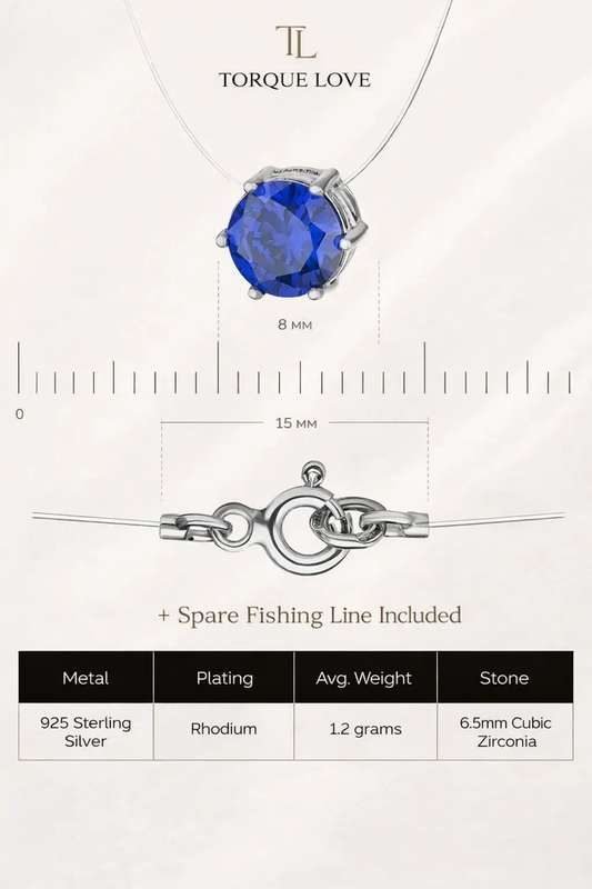 Necklace on a fishing line pendant on the neck silver pendant women's cubic zirconia