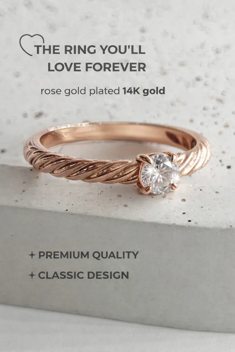 Gold plated engagement ring with stone jewelry