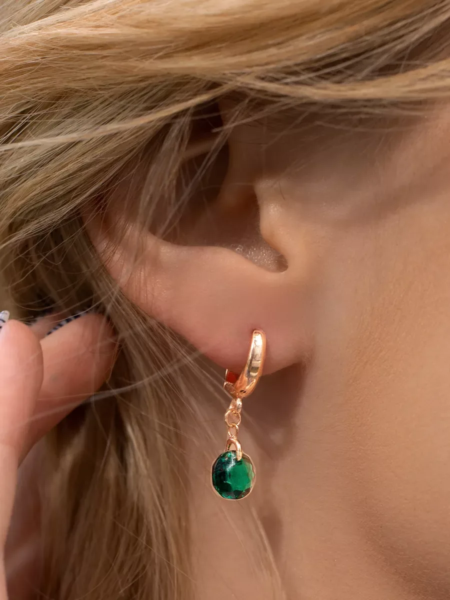 Dangle earrings with green stones crystal Swarovski La Muse