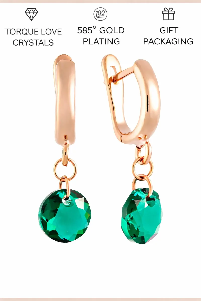 Dangle earrings with green stones crystal Swarovski La Muse