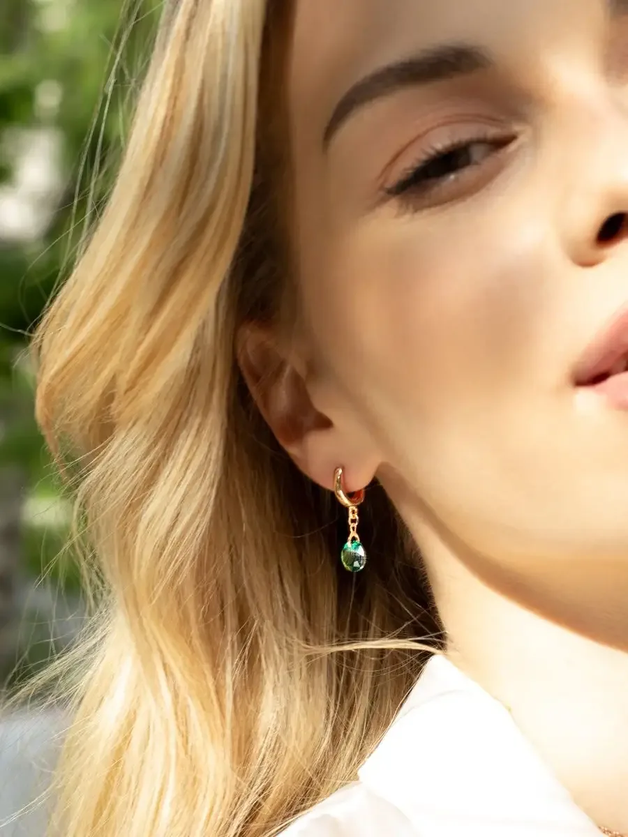 Dangle earrings with green stones crystal Swarovski La Muse