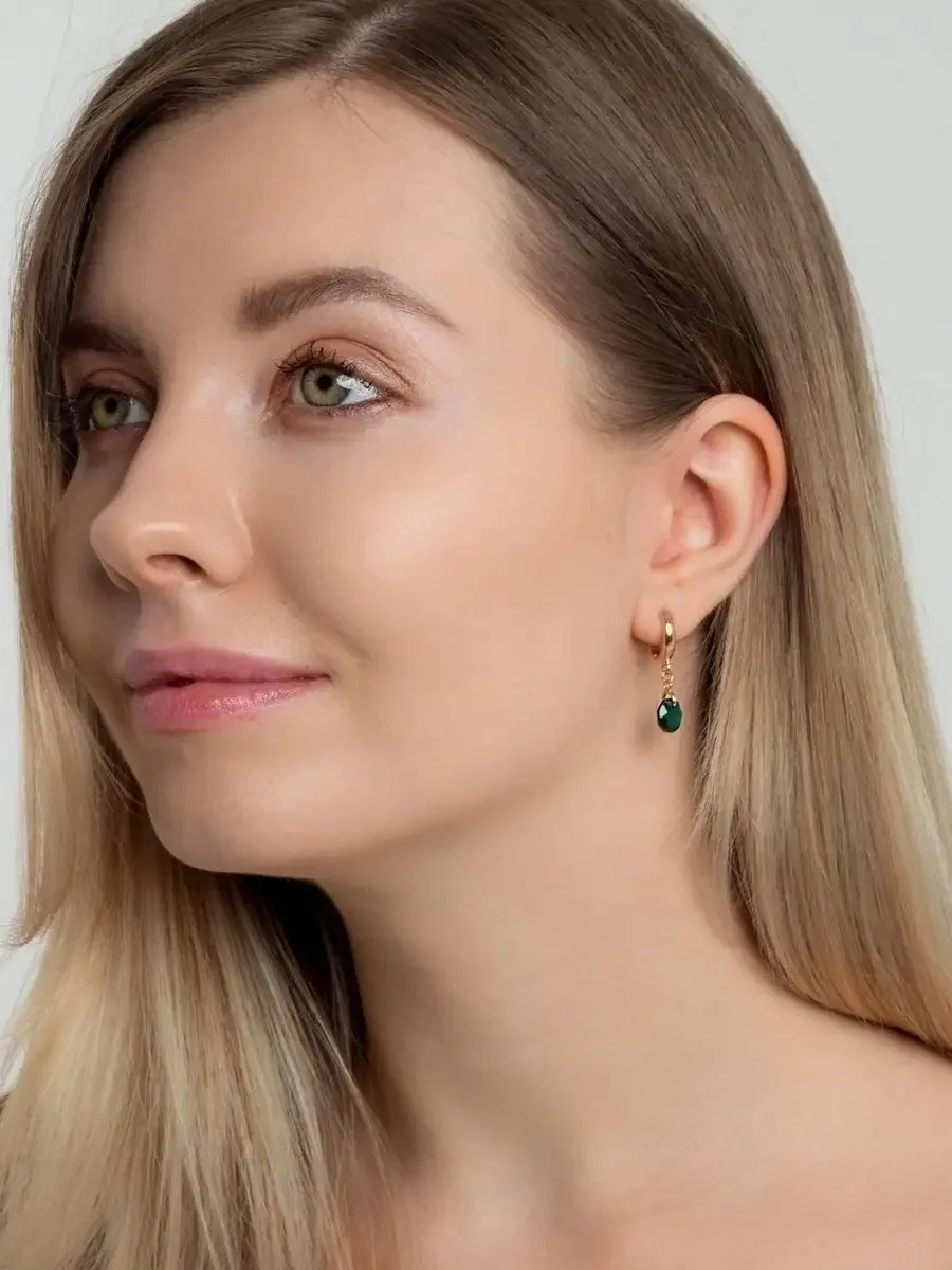 Dangle earrings with green stones crystal Swarovski La Muse