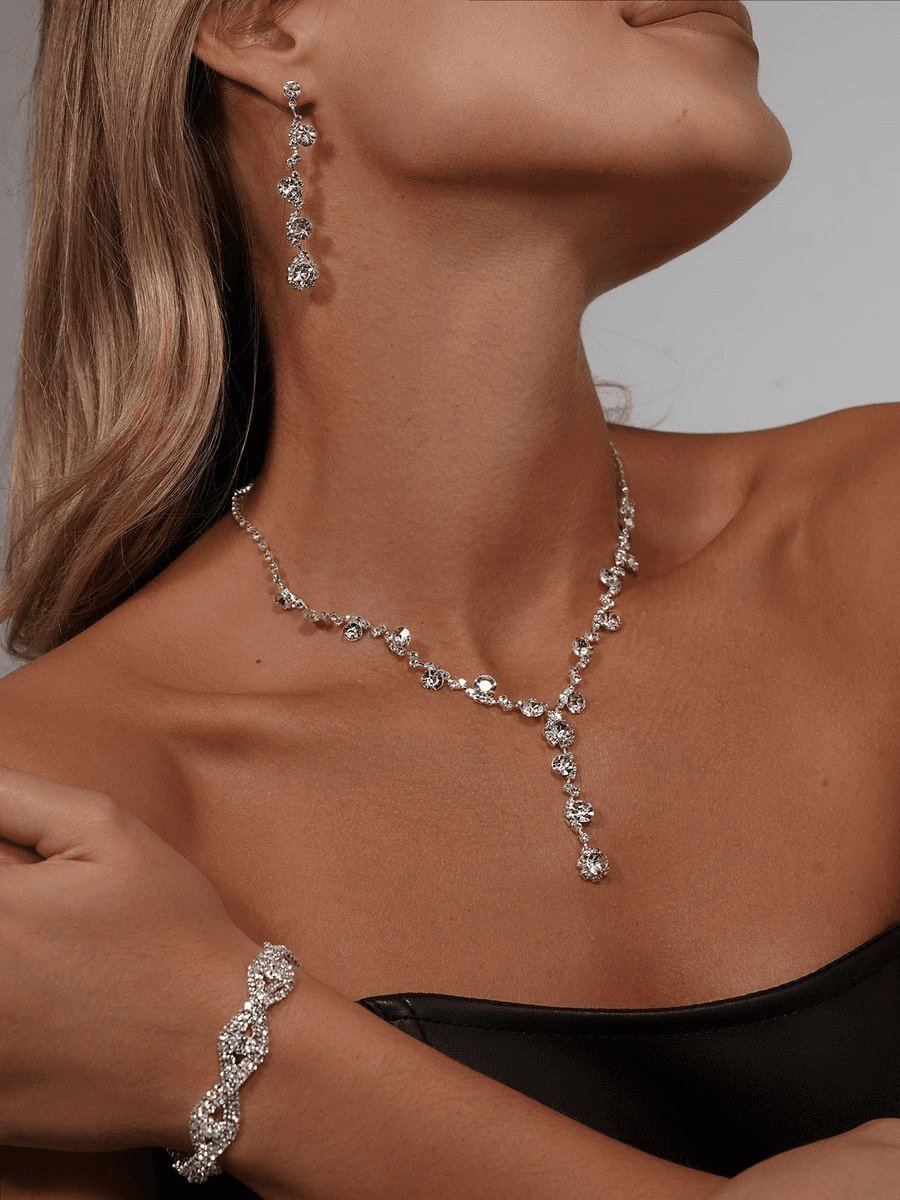 Crystal Elegance Jewelry Set - Necklace, Earrings, and Bracelet